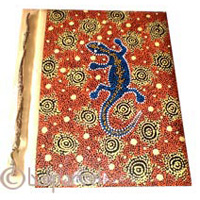Photo Album, Handmade From Carton Decorated With Cinnamon Stick And Dot Art Painting