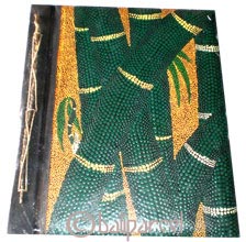 Photo Album, Handmade From Carton Decorated With Cinnamon Stick And Dot Art Painting
