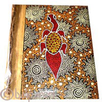 Photo Album, Handmade From Carton Decorated With Cinnamon Stick And Dot Art Painting