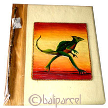 Photo Album, Handmade From Carton Decorated With Cinnamon Stick, Banana Bark Fibre And Modern Painting