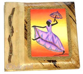 Photo Album, Handmade From Carton Decorated With Cinnamon Stick, Banana Bark Fibre And Modern Painting