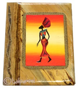 Photo Album, Handmade From Carton Decorated With Cinnamon Stick, Banana Bark Fibre And Modern Painting