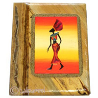 Photo Album, Handmade From Carton Decorated With Cinnamon Stick, Banana Bark Fibre And Modern Painting