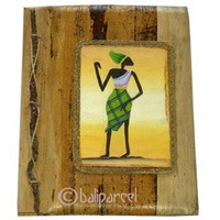 Photo Album, Handmade From Carton Decorated With Cinnamon Stick, Banana Bark Fibre And Modern Painting