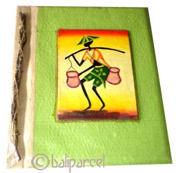 Photo Album, Handmade From Carton Decorated With Cinnamon Stick, Banana Bark Fibre And Modern Painting