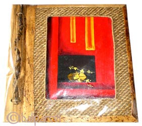 Photo Album, Handmade From Carton Decorated With Cinnamon Stick, Banana Bark Fibre And Modern Painting