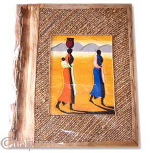 Photo Album, Handmade From Carton Decorated With Cinnamon Stick, Banana Bark Fibre And Modern Painting