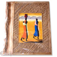 Photo Album, Handmade From Carton Decorated With Cinnamon Stick, Banana Bark Fibre And Modern Painting