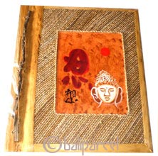 Photo Album, Handmade From Carton Decorated With Cinnamon Stick, Banana Bark Fibre And Buddha Painting