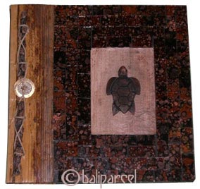 Photo Album, Handmade From Carton Decorated With Cinnamon Stick, Shell And Animal Carving