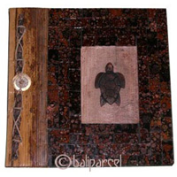 Photo Album, Handmade From Carton Decorated With Cinnamon Stick, Shell And Animal Carving