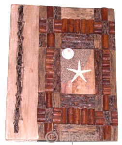 Photo Album, Handmade From Carton Decorated With Cinnamon Stick, Banana Bark Fibre And Sea Shell