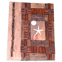 Photo Album, Handmade From Carton Decorated With Cinnamon Stick, Banana Bark Fibre And Sea Shell