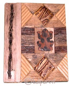 Photo Album, Handmade From Carton Decorated With Cinnamon Stick, Banana Bark Fibre And Animal Carving