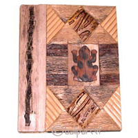Photo Album, Handmade From Carton Decorated With Cinnamon Stick, Banana Bark Fibre And Animal Carving