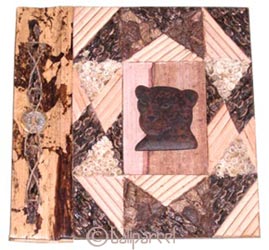 Photo Album, Handmade From Carton Decorated With Cinnamon Stick, Banana Bark Fibre And Animal Carving