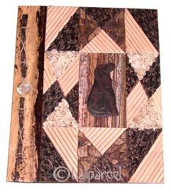 Photo Album, Handmade From Carton Decorated With Cinnamon Stick, Banana Bark Fibre And Animal Carving