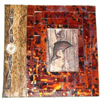 Photo Album, Handmade From Carton Decorated With Cinnamon Stick, Shell And Animal Carving