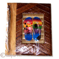 Photo Album, Handmade From Carton Decorated With Cinnamon Stick, Natural Leaves And Airbrushed.