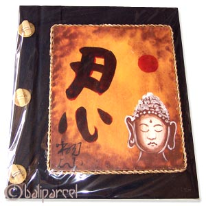 Photo Album, Handmade From Carton Decorated With Cinnamon Stick And Buddha Painting