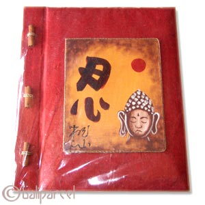 Photo Album, Handmade From Carton Decorated With Cinnamon Stick And Buddha Painting