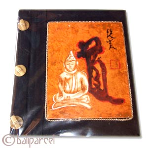 Photo Album, Handmade From Carton Decorated With Cinnamon Stick And Buddha Painting