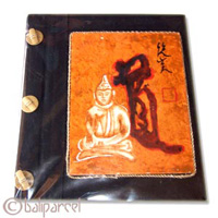 Photo Album, Handmade From Carton Decorated With Cinnamon Stick And Buddha Painting