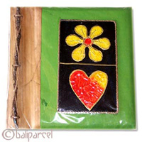 Photo Album, Handmade From Carton Decorated With Cinnamon Stick, Banana Bark Fibre And Modern Painting