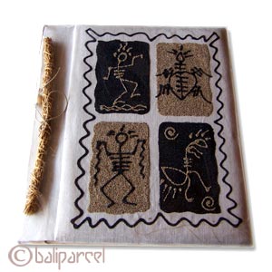 Photo Album, Handmade From Carton Decorated With Cinnamon Stick And Primitive Painting