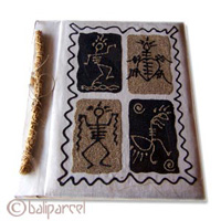 Photo Album, Handmade From Carton Decorated With Cinnamon Stick And Primitive Painting