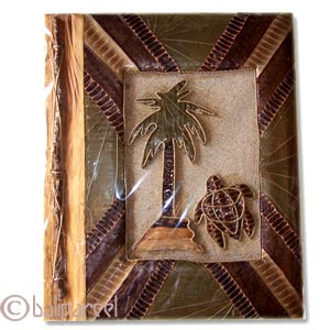 Photo Album, Handmade From Carton Decorated With Cinnamon Stick, Natural Leaves