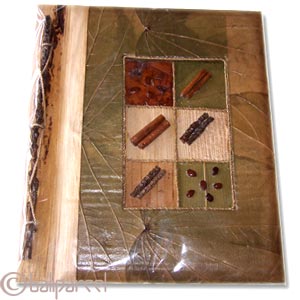 Photo Album, Handmade From Carton Decorated With Cinnamon Stick, Natural Leaves