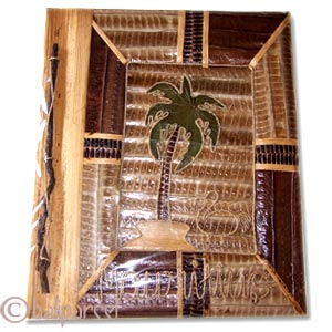 Photo Album, Handmade From Carton Decorated With Cinnamon Stick, Natural Leaves