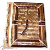 Photo Album, Handmade From Carton Decorated With Cinnamon Stick, Natural Leaves