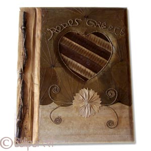 Photo Album, Handmade From Carton Decorated With Cinnamon Stick, Natural Leaves