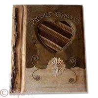 Photo Album, Handmade From Carton Decorated With Cinnamon Stick, Natural Leaves