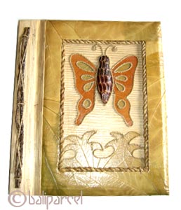 Photo Album, Handmade From Carton Decorated With Cinnamon Stick, Natural Leaves