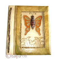 Photo Album, Handmade From Carton Decorated With Cinnamon Stick, Natural Leaves