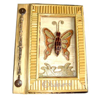 Photo Album, Handmade From Carton Decorated With Cinnamon Stick, Bamboo And Natural Leaves