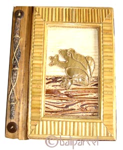 Photo Album, Handmade From Carton Decorated With Cinnamon Stick, Bamboo And Natural Leaves