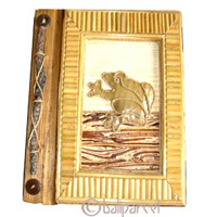 Photo Album, Handmade From Carton Decorated With Cinnamon Stick, Bamboo And Natural Leaves