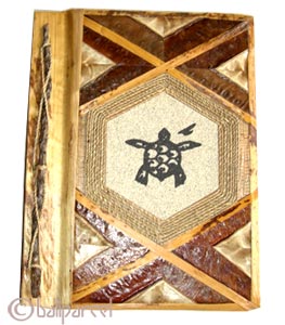 Photo Album, Handmade From Carton Decorated With Cinnamon Stick, Natural Leaves