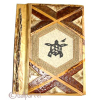 Photo Album, Handmade From Carton Decorated With Cinnamon Stick, Natural Leaves