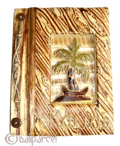 Photo Album, Handmade From Carton Decorated With Cinnamon Stick, Natural Leaves