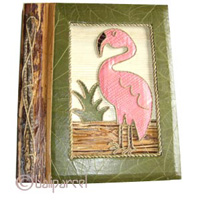Photo Album, Handmade From Carton Decorated With Cinnamon Stick, Banana Bark Fibre And Natural Leaves