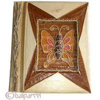 Photo Album, Handmade From Carton Decorated With Cinnamon Stick, Banana Bark Fibre And Natural Leaves