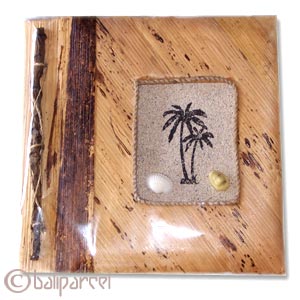 Photo Album, Handmade From Carton Decorated With Cinnamon Stick, Banana Bark Fibre And Natural Leaves