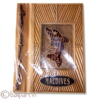 Photo Album, Handmade From Carton Decorated With Cinnamon Stick, Bamboo And Natural Leaves