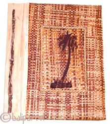 Photo Album, Handmade From Carton Decorated With Cinnamon Stick, Banana Bark Fibre And Natural Leaves