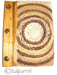 Photo Album, Handmade From Carton Decorated With Banana Bark Fibre And Natural Leaves